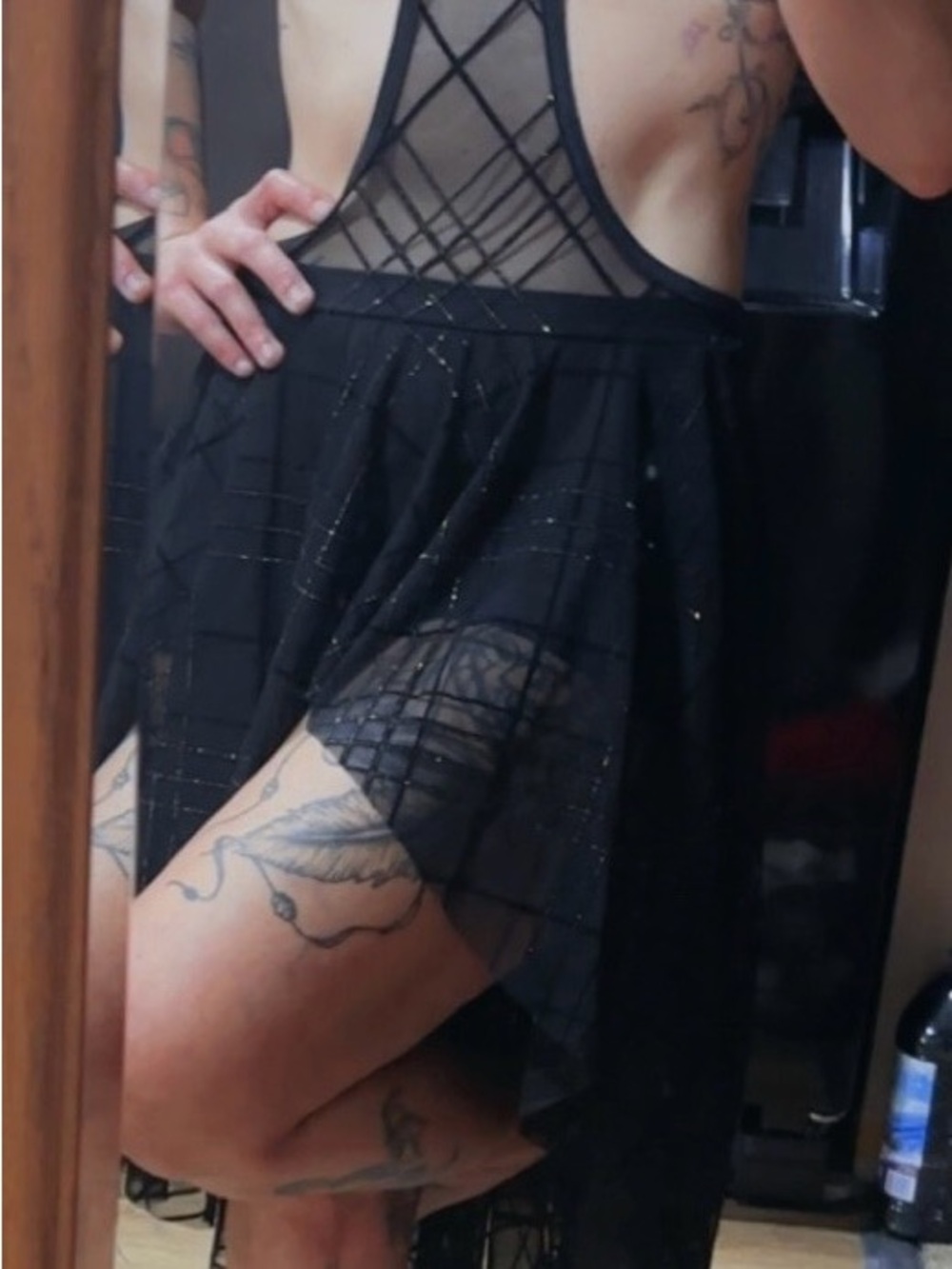 Black Mesh High-Low Skirt